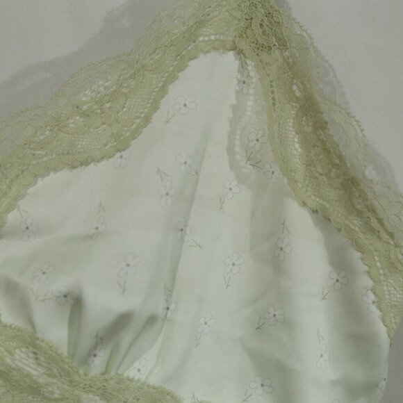 Vintage Satin Cami Top | White w/ Lace Trim | Stretch Fit small - Picture 4 of 9